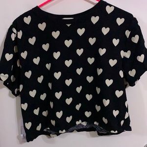 Black and White Heart Crop Top